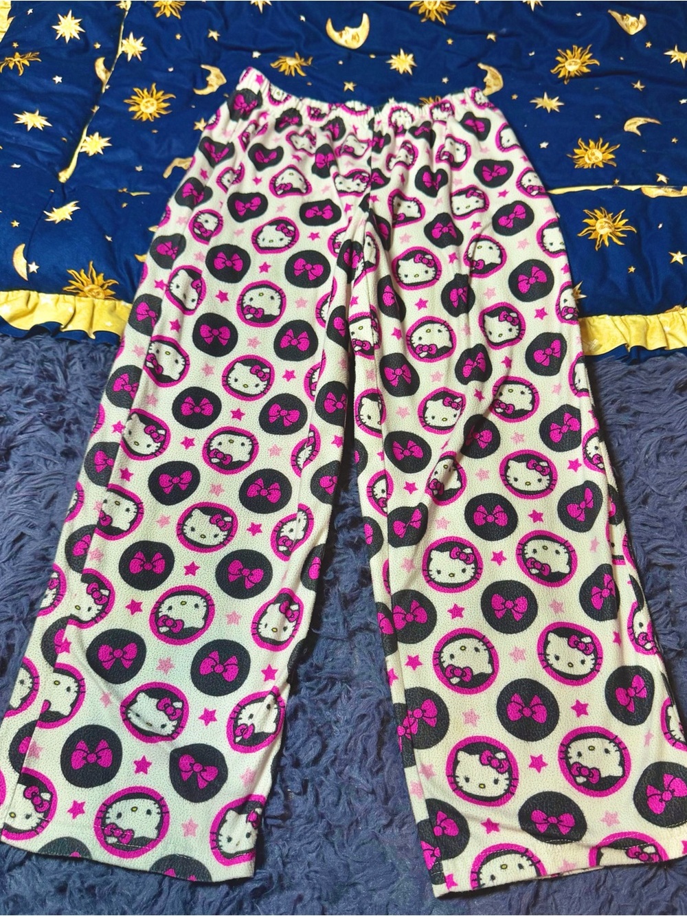 Y2K Pink & Black Hello Kitty Pajama Pants Size 7/8